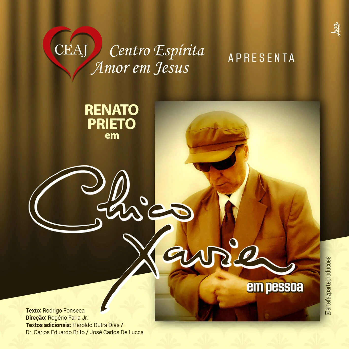 Ingresso peça de teatro: Renato Prieto em CHICO XAVIER em Pessoa